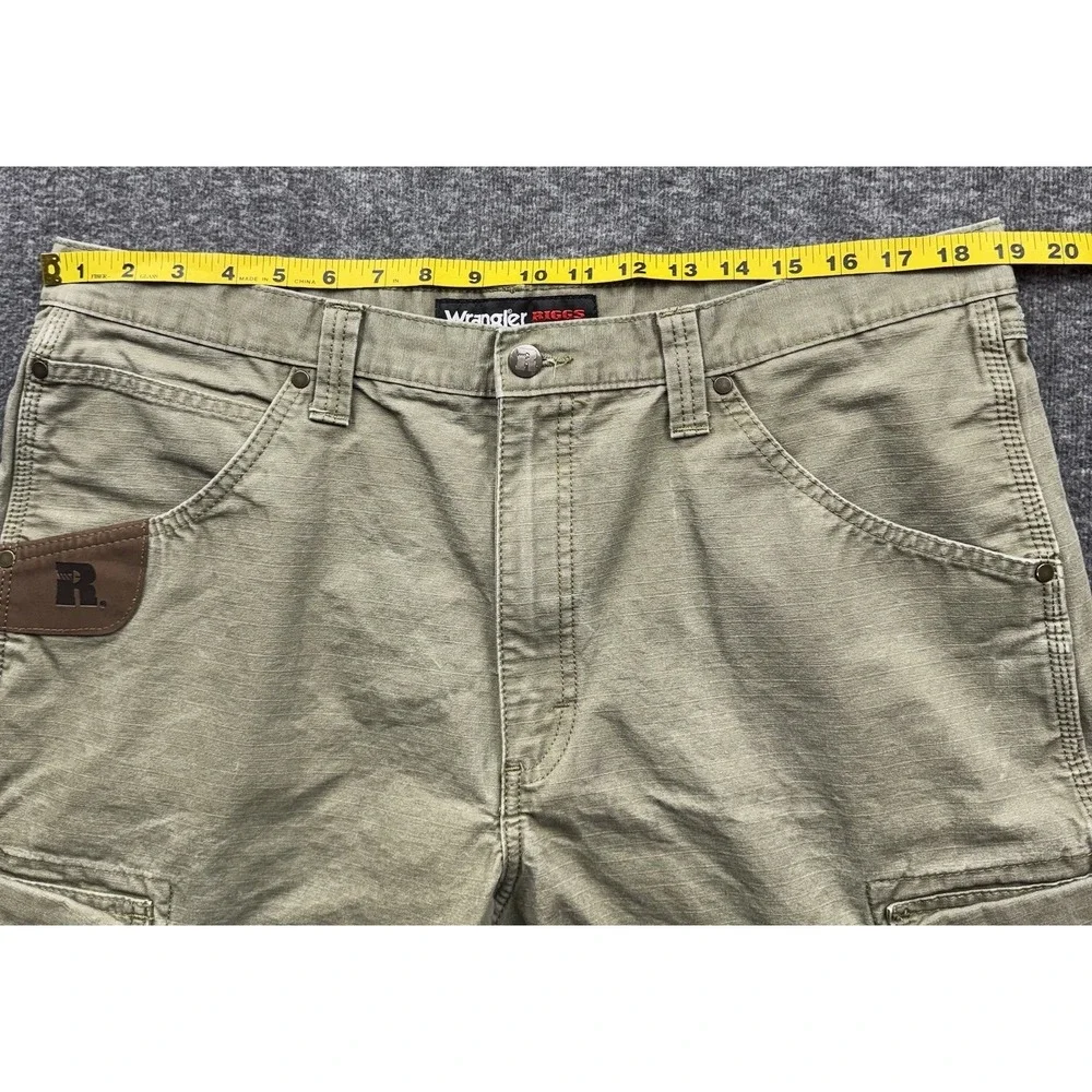 Wrangler Riggs Canvas Double Knee Cargo‎ Pants Green Carpenter Men's 38x30 Work